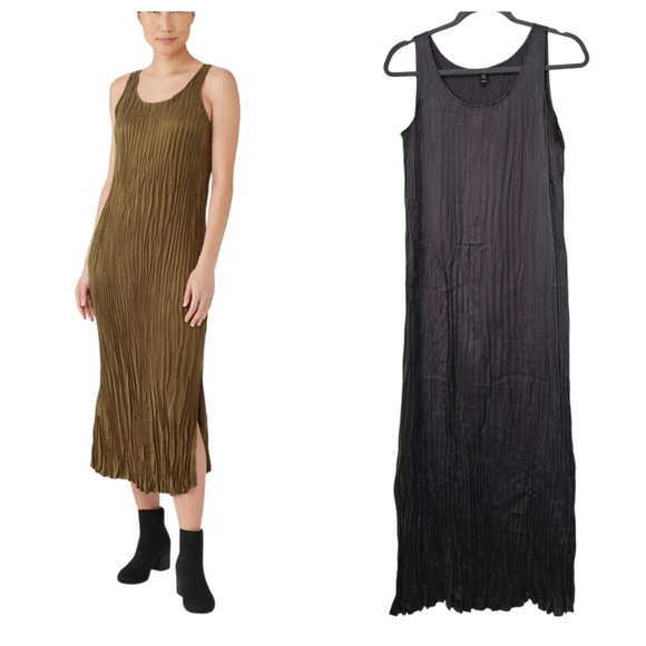 Eileen Fisher Dresses & Skirts - Eileen Fisher Crushed Cupro Scoop Neck DressEasy Fit Full Length